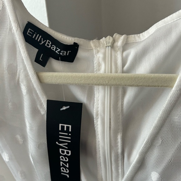 White Mini Polka Dot Dress - Picture 5 of 6